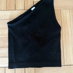 A New Day Black Asymmetrical Sleeveless Crop Top